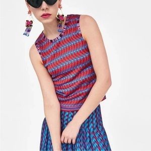 Zara knit zig zag chevron jacquard tank